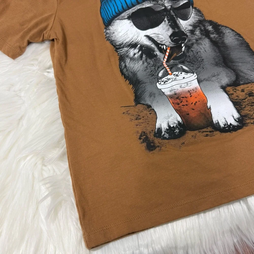The Children’s Place Graphic Wolf Short Sleeve Shirt - Boys Size M (7/8)